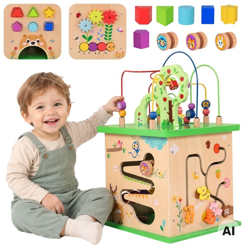 TOOKY TOY Educational Cube Sorter Maze Intertwining Animals 