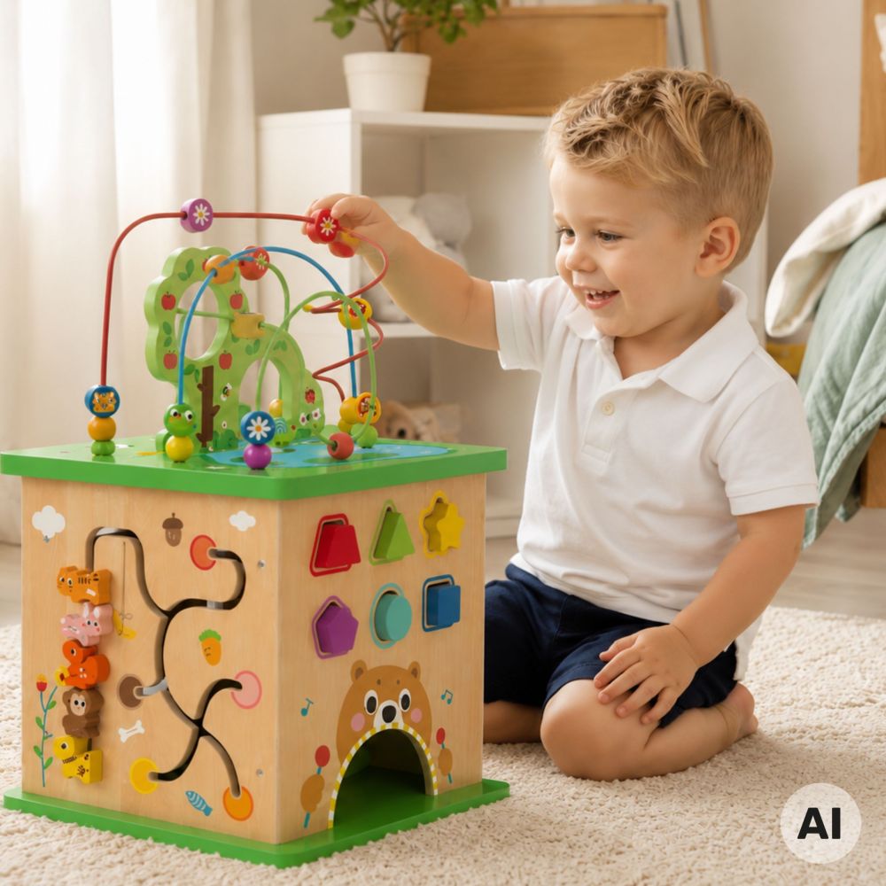 Medinis edukacinis kubas TOOKY TOY 5-in-1 Miškas