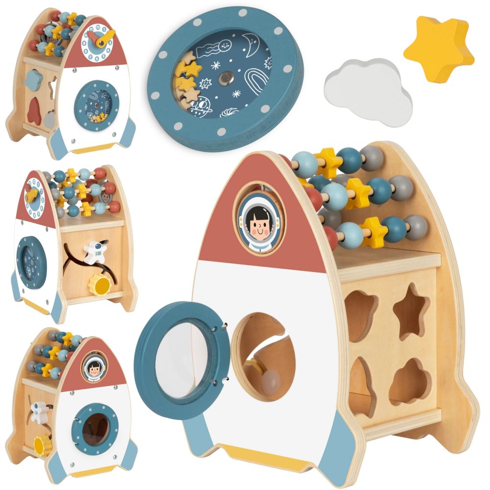 TOOKY TOY Space Rocket Activity Sorter Wooden Maze 