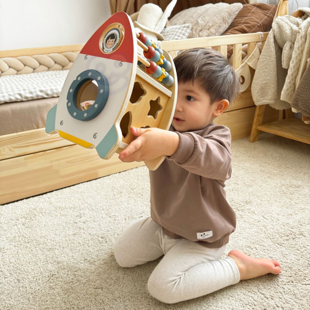 TOOKY TOY Space Rocket Activity Sorter Wooden Maze 