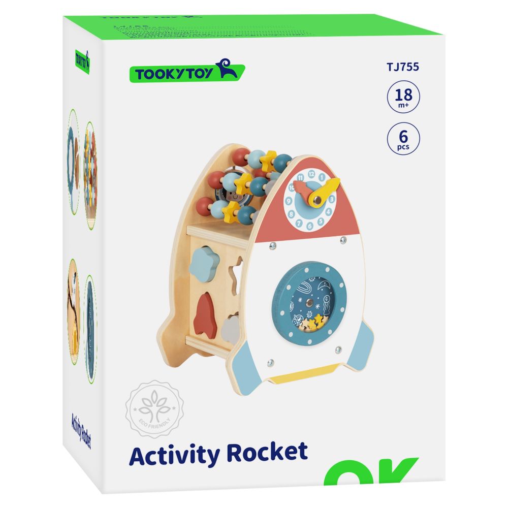 TOOKY TOY Space Rocket Activity Sorter Wooden Maze 