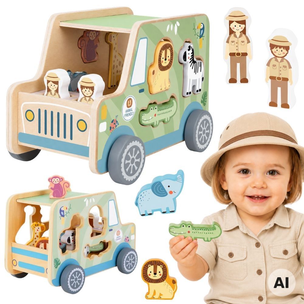 Medinis edukacinis automobilis TOOKY TOY Safaris