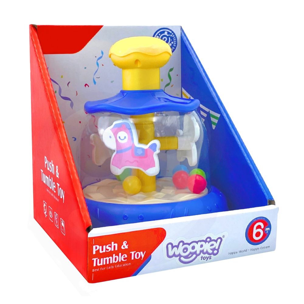 WOOPIE BABY Colorful Horses Blue Spinning Top Carousel with Balls 