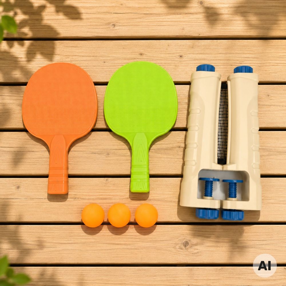 WOOPIE Table Tennis Set with Net 6 Pieces Ping Pong 