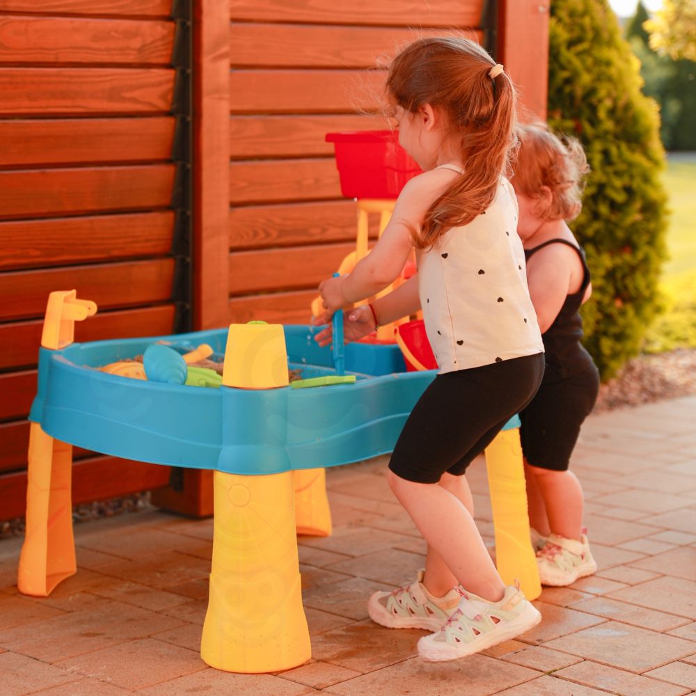 Vandens stalas WOOPIE 2-in-1 smėlio dėžė su malūnėliu ir 14 priedų