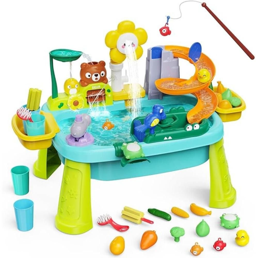 WOOPIE 4-in-1 Water Table, Fishing Game, Sink, Water Slide, Flower 