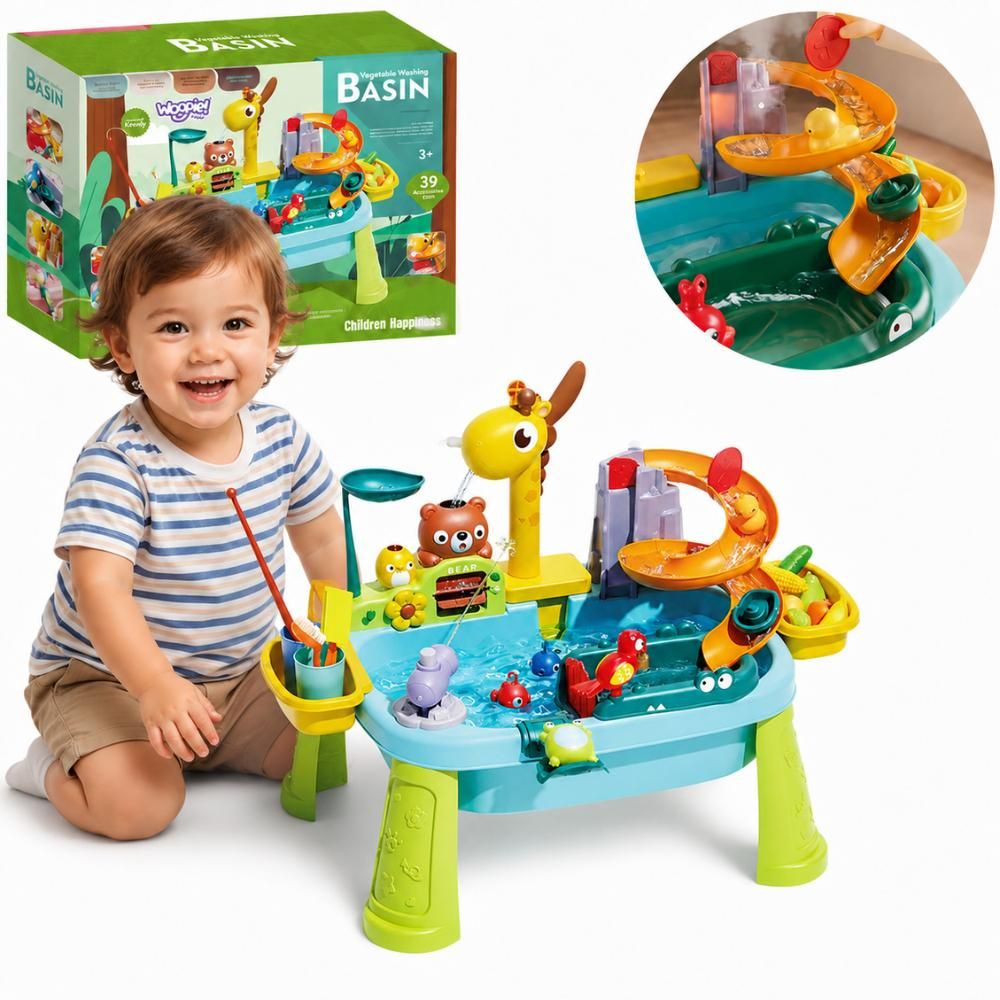 WOOPIE 4-in-1 Water Table, Fishing Game, Sink, Water Slide, Giraffe 