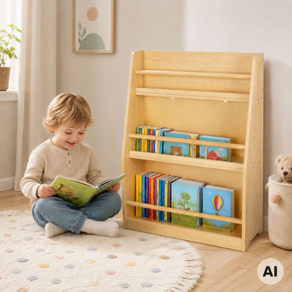 TOOKY TOY Wooden Bookshelf 