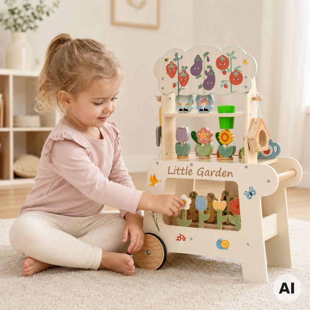 Medinis Montessori sodo vežimėlis TOOKY TOY, 57 el.