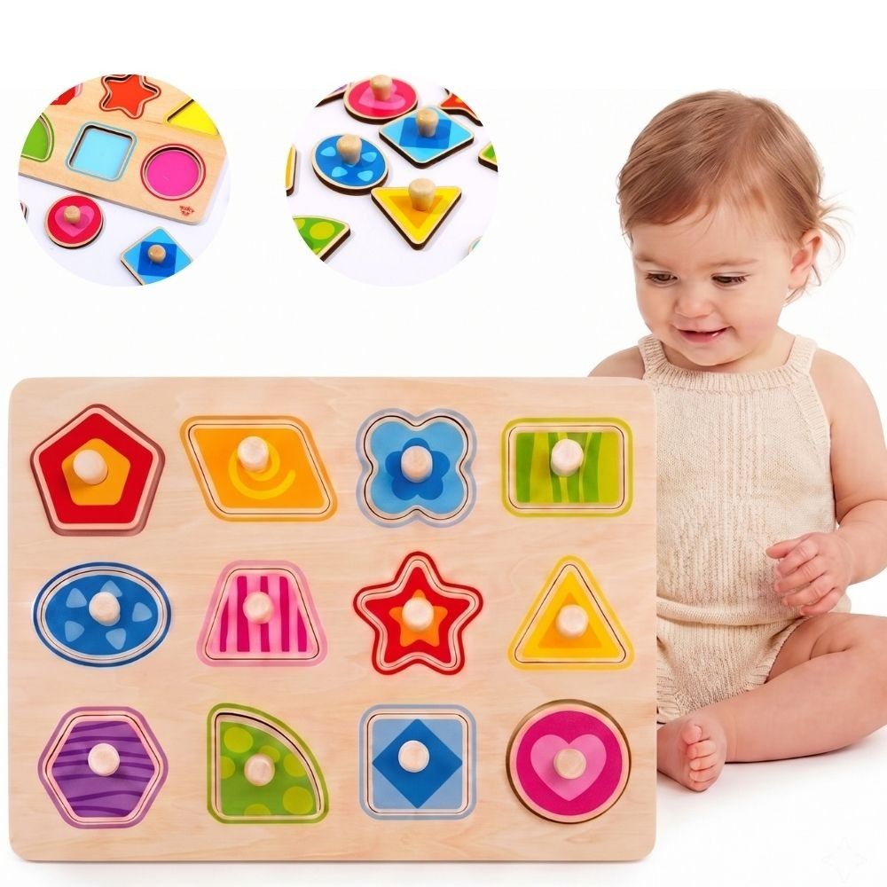Formų mokymosi dėlionė su smeigtukais TOOKY TOY Montessori