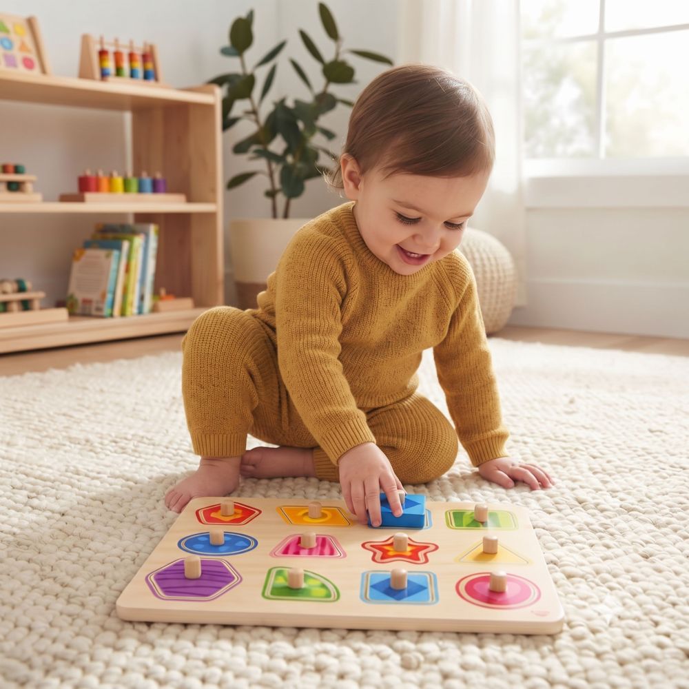 Formų mokymosi dėlionė su smeigtukais TOOKY TOY Montessori