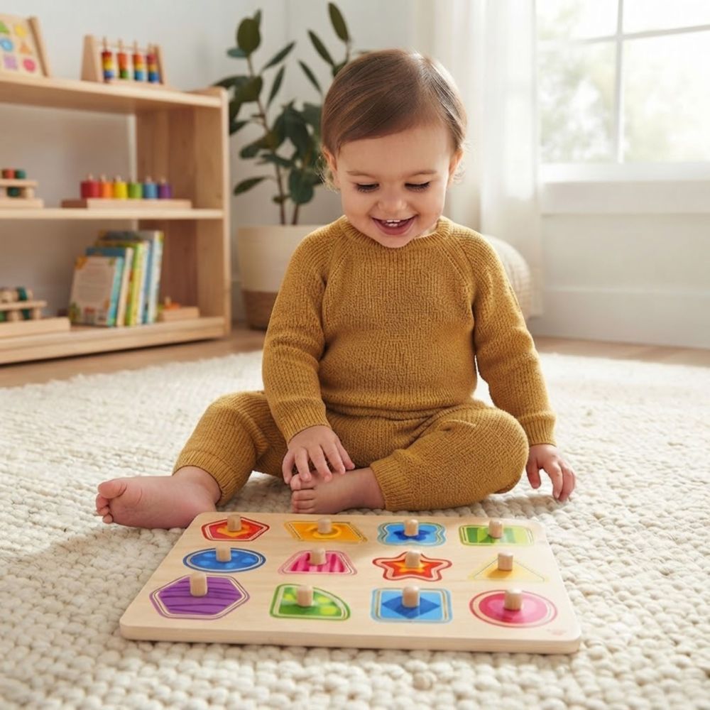 Formų mokymosi dėlionė su smeigtukais TOOKY TOY Montessori