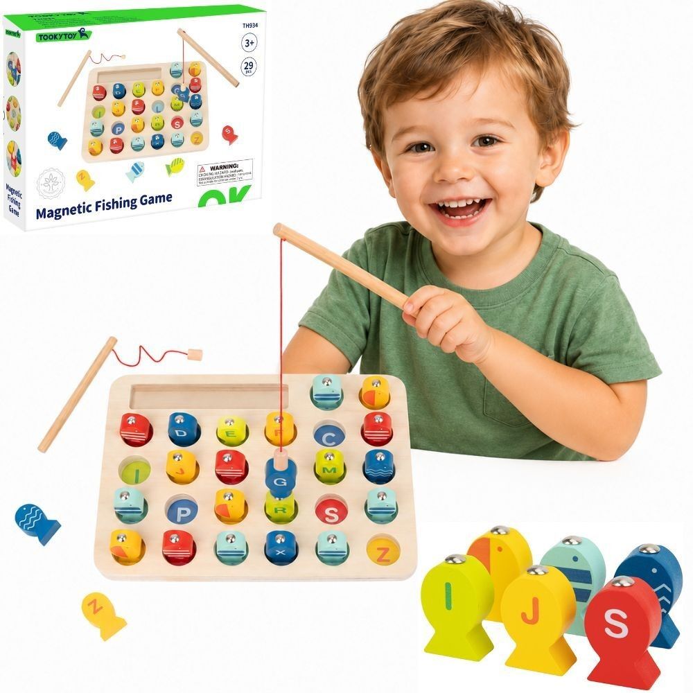 Tooky Toy Wooden Game Fishing Learning Letters 29 pcs. 