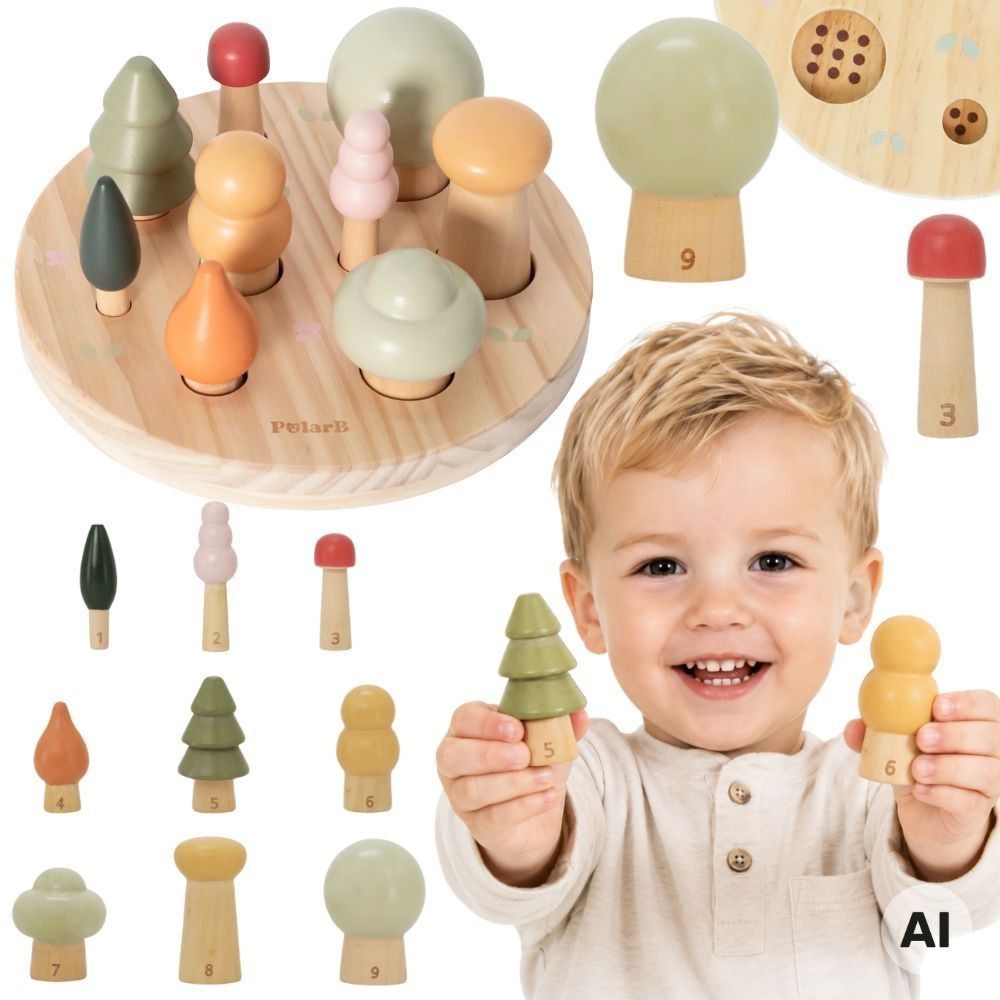 VIGA POLARB Wooden Puzzle Sorter Forest Trees Learning Counting 1-9 18+ VIGA POLARB 