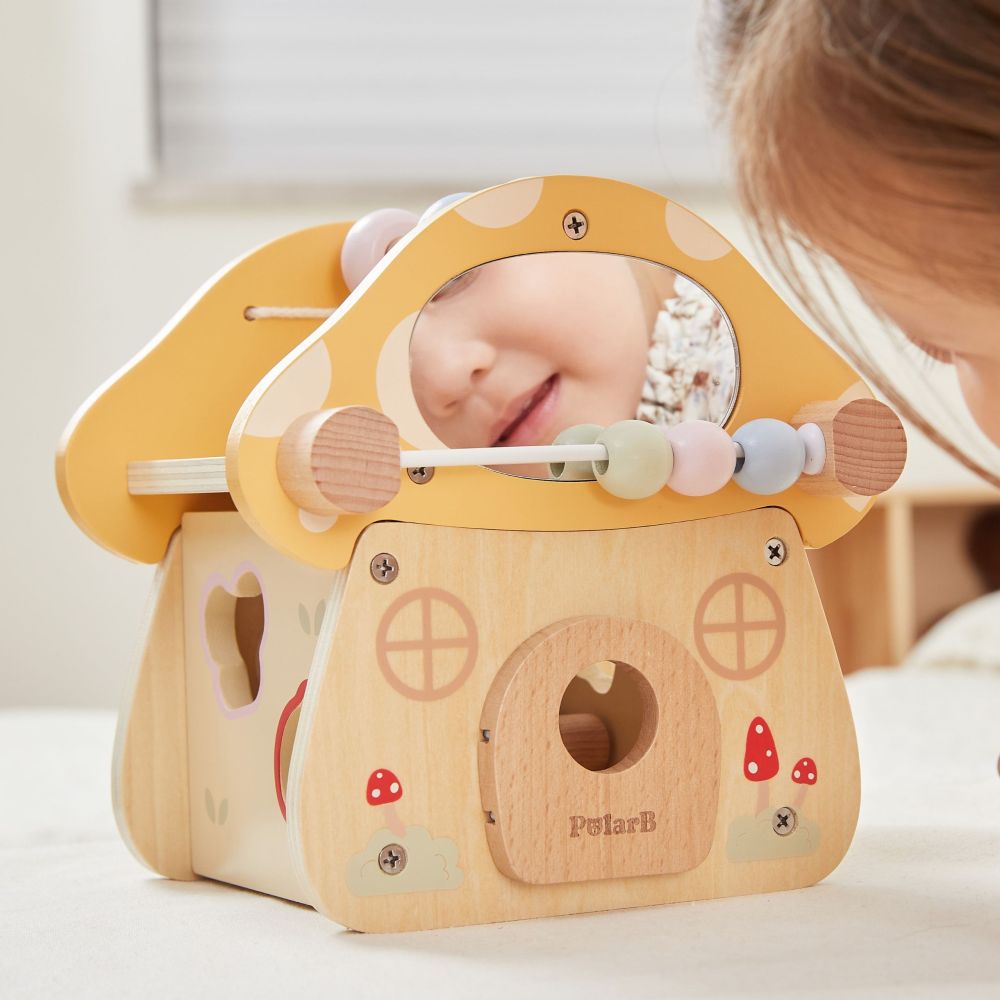 VIGA Wooden Mushroom Activity Sorter Maze Mirror 18M+ 