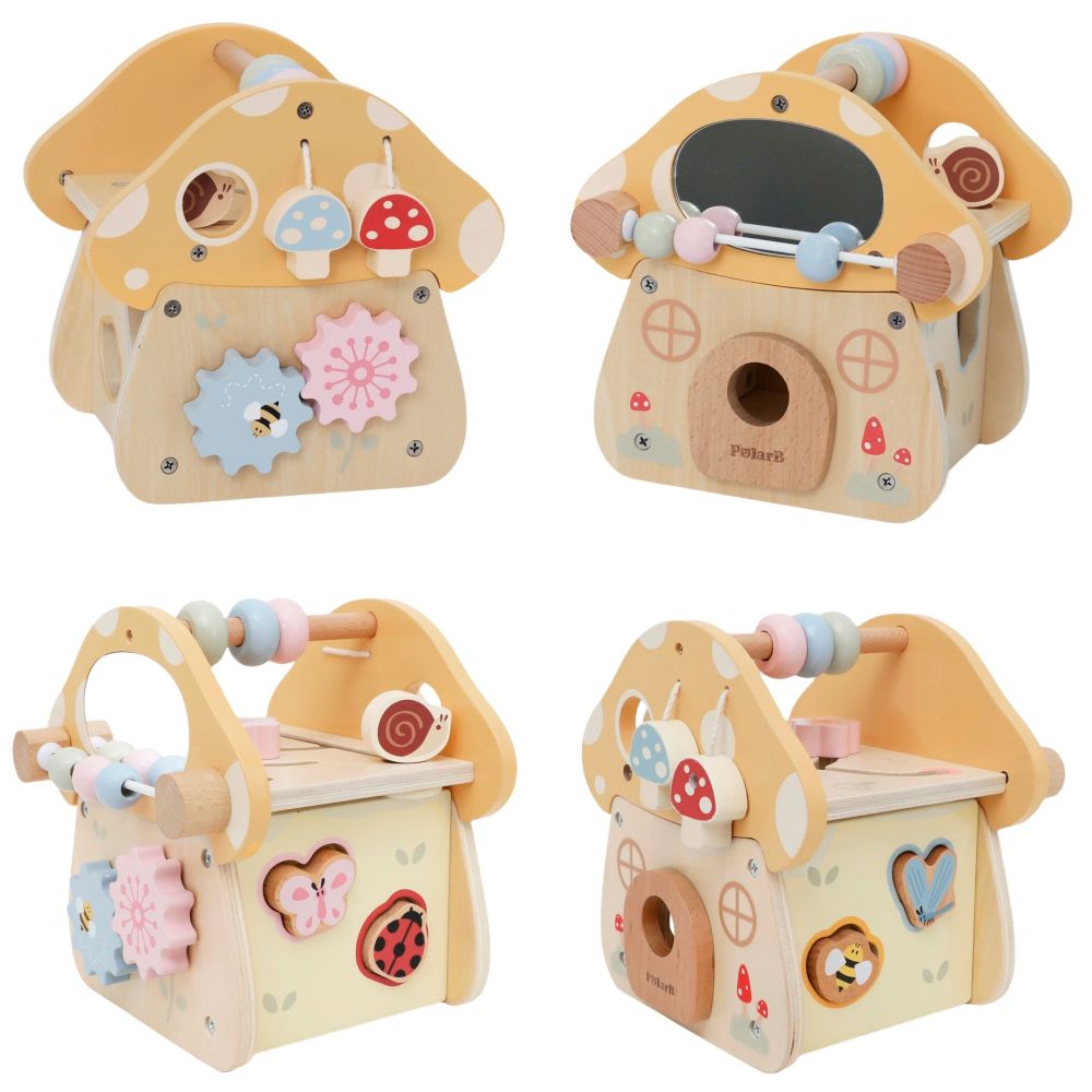 VIGA Wooden Mushroom Activity Sorter Maze Mirror 18M+ 