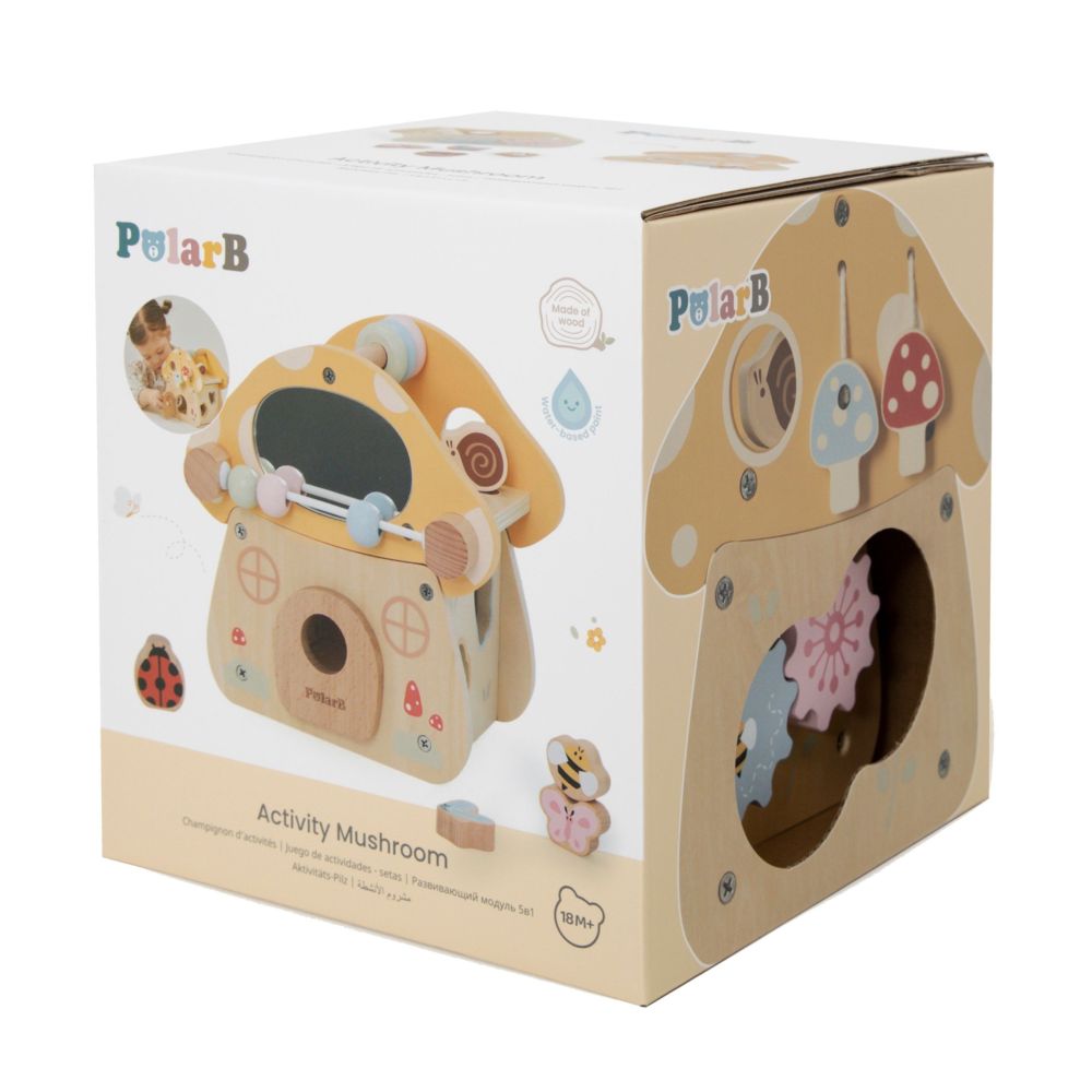 VIGA Wooden Mushroom Activity Sorter Maze Mirror 18M+ 