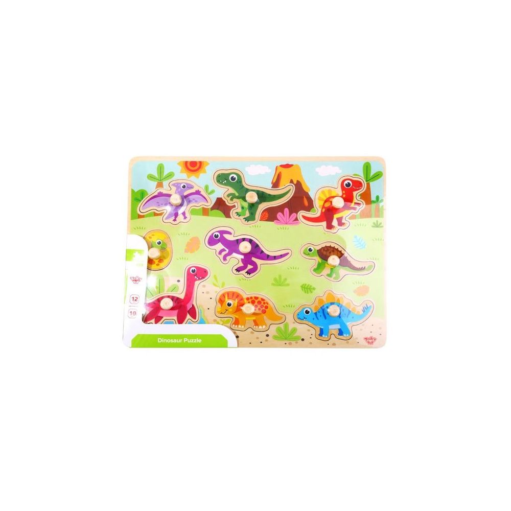 Medinė dėlionė TOOKY TOY Montessori Dinozaurai