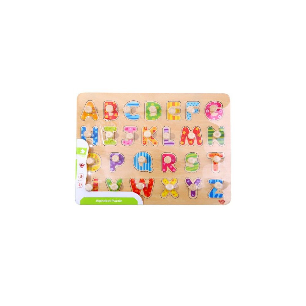 Medinė dėlionė TOOKY TOY Montessori abėcėlė su rankenėlėmis