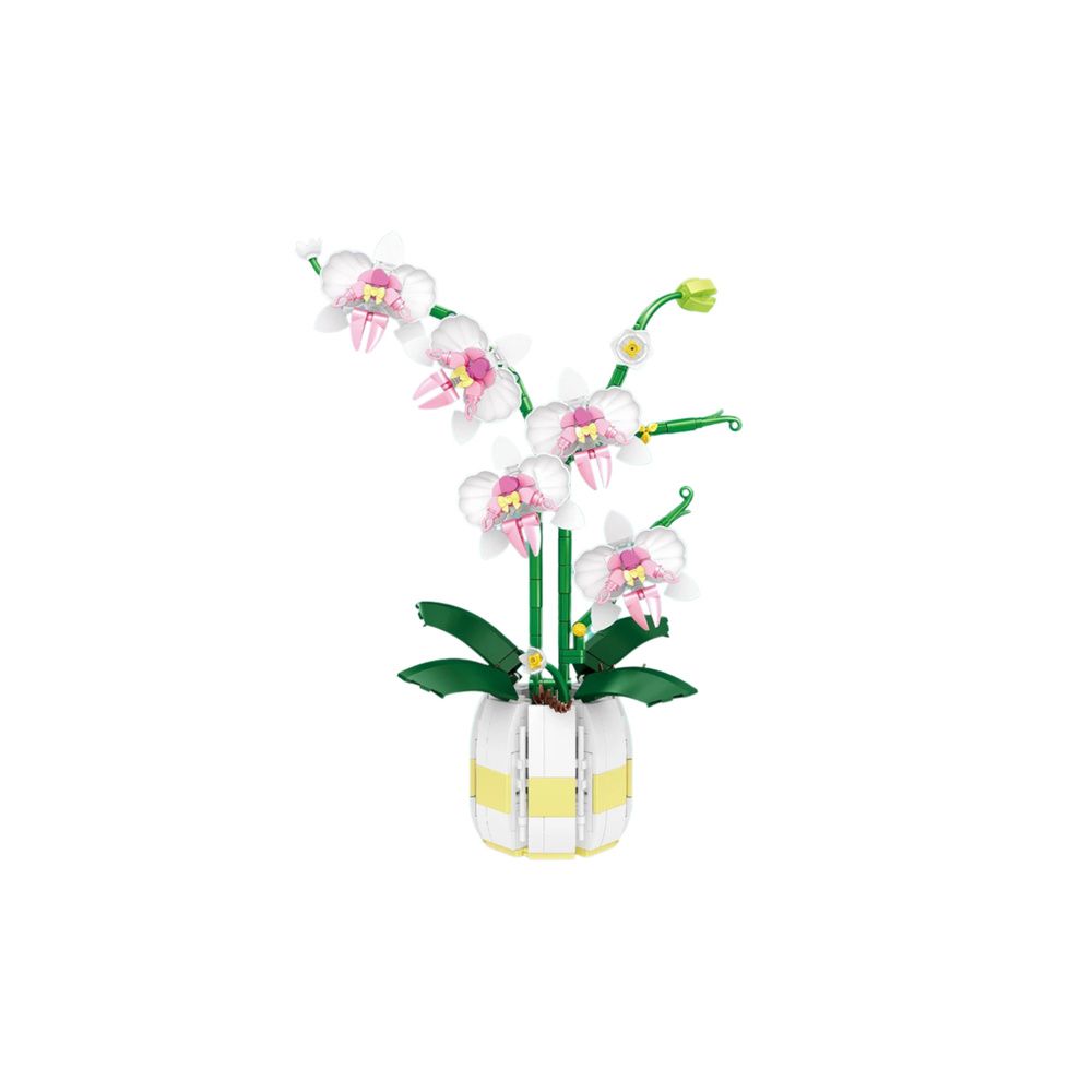 Klocki Konstrukcyjne Orchidea Storczyk W Doniczce Różowo-Biała 616 el.
