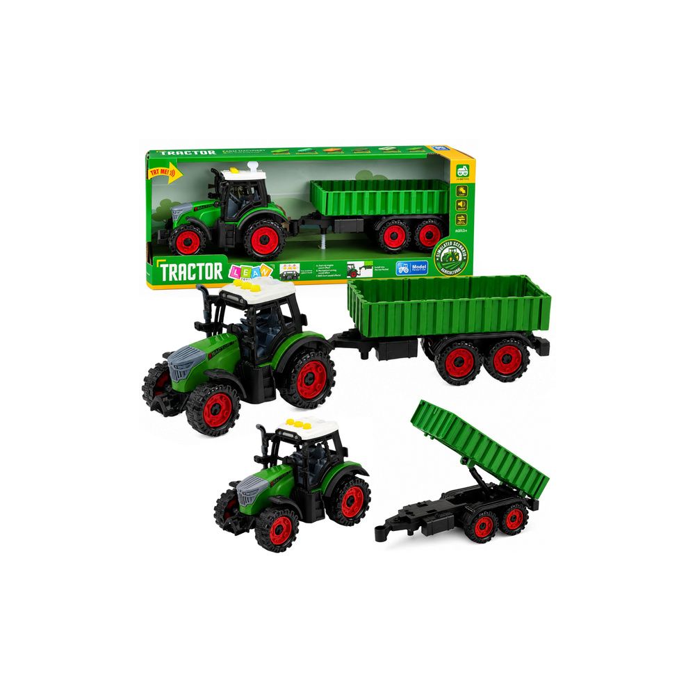 Traktor Farmerski z Przyczepą Rolniczą Napęd Frykcyjny Światła Dźwięk 35cm