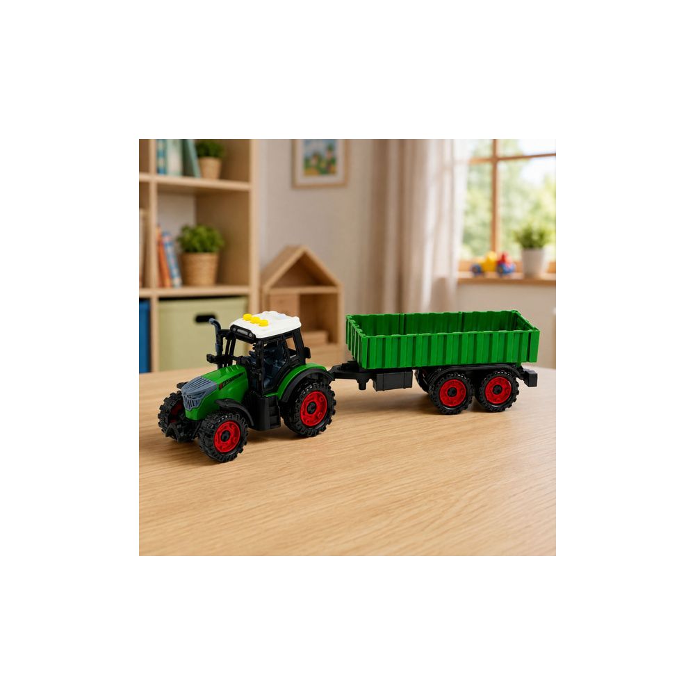 Traktor Farmerski z Przyczepą Rolniczą Napęd Frykcyjny Światła Dźwięk 35cm
