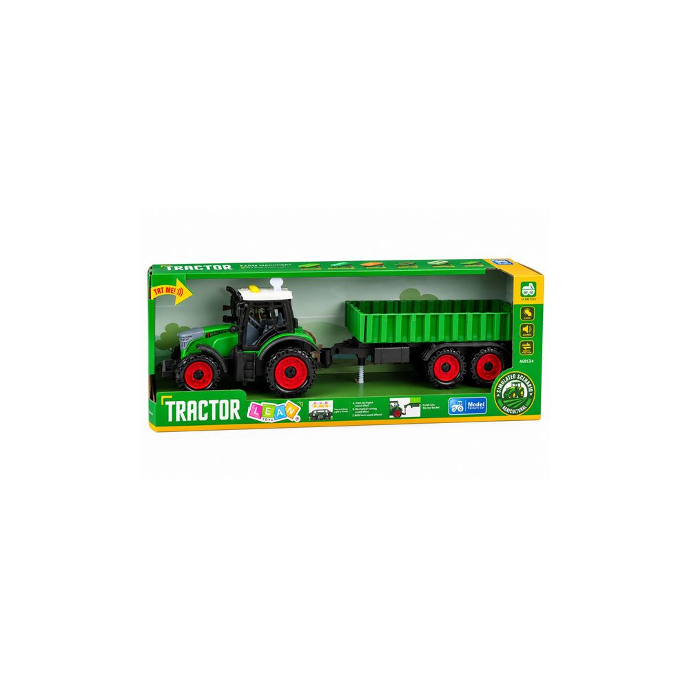 Traktor Farmerski z Przyczepą Rolniczą Napęd Frykcyjny Światła Dźwięk 35cm