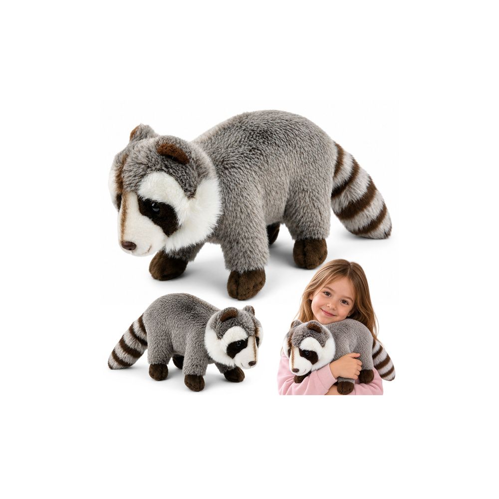 Pluszowy Szop Maskotka Przytulanka Realistyczny Szary 45 cm