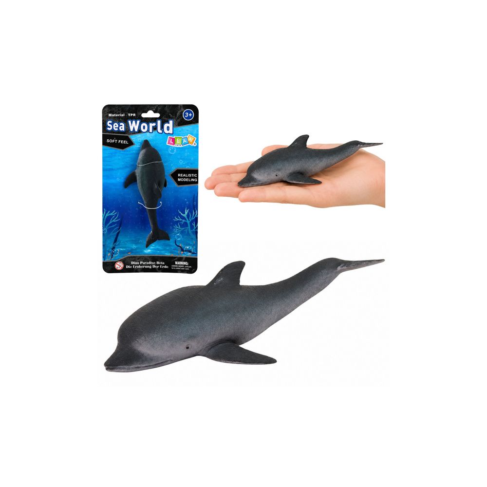 Gumowa Figurka Delfin Morski Miękka Realistyczna TPR Ciemnoszary 17,5 cm