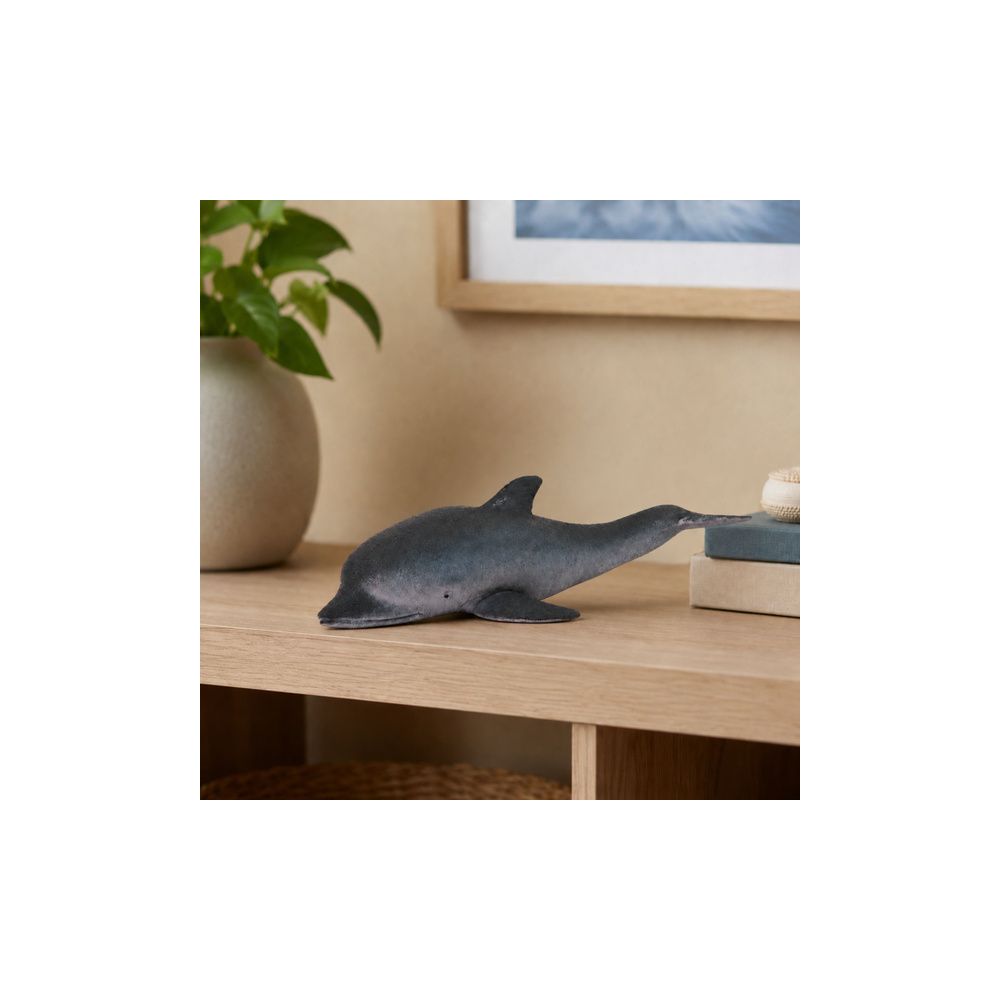 Gumowa Figurka Delfin Morski Miękka Realistyczna TPR Ciemnoszary 17,5 cm