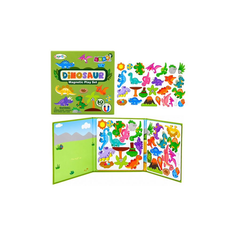 Książeczka Magnetyczna Układanka Puzzle Dinozaury Kolorowe Magnesy 30 el.