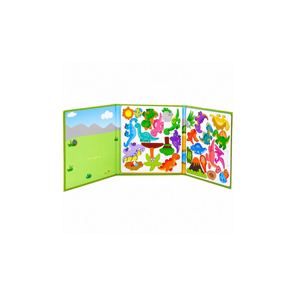 Książeczka Magnetyczna Układanka Puzzle Dinozaury Kolorowe Magnesy 30 el.