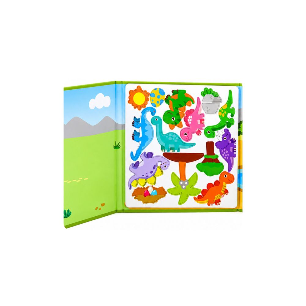 Książeczka Magnetyczna Układanka Puzzle Dinozaury Kolorowe Magnesy 30 el.