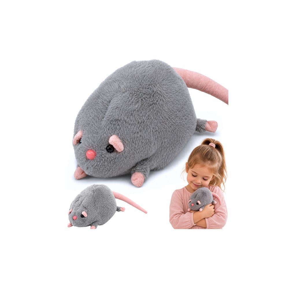 Pluszowa Maskotka Przytulanka Szczur Z Długim Ogonem Szary 40 cm