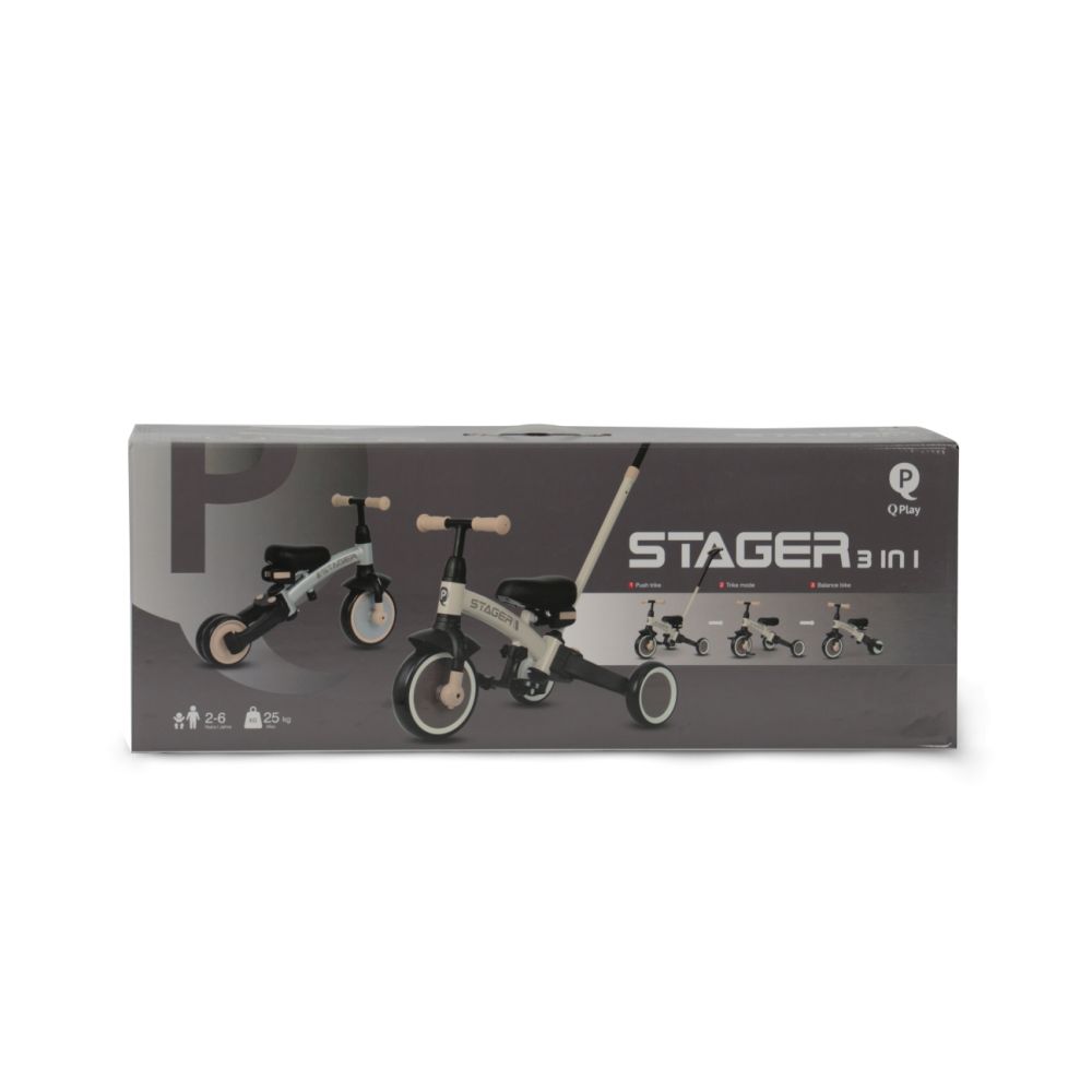 Qplay Rowerek Trójkołowy Stager 3w1 Brown