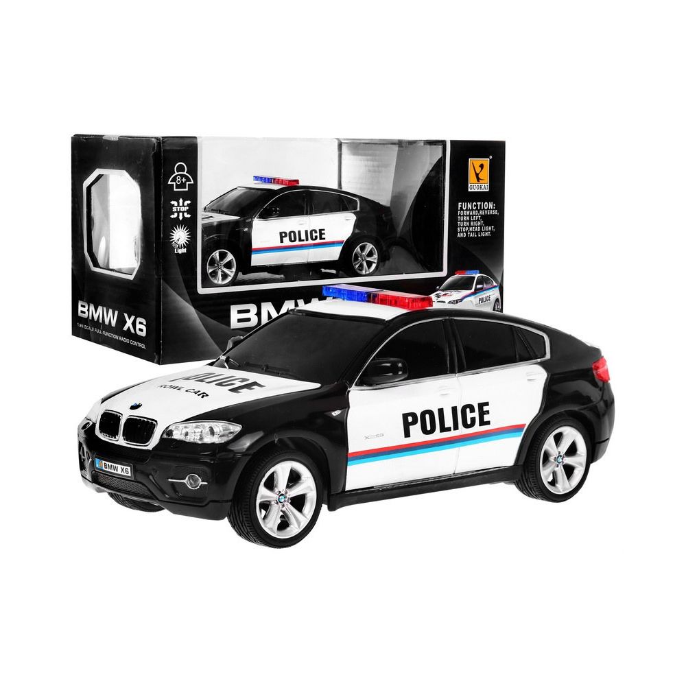 Radiowóz BMW x6 dla dzieci 8+ Zdalnie sterowana policja 1:24 Światła kogut