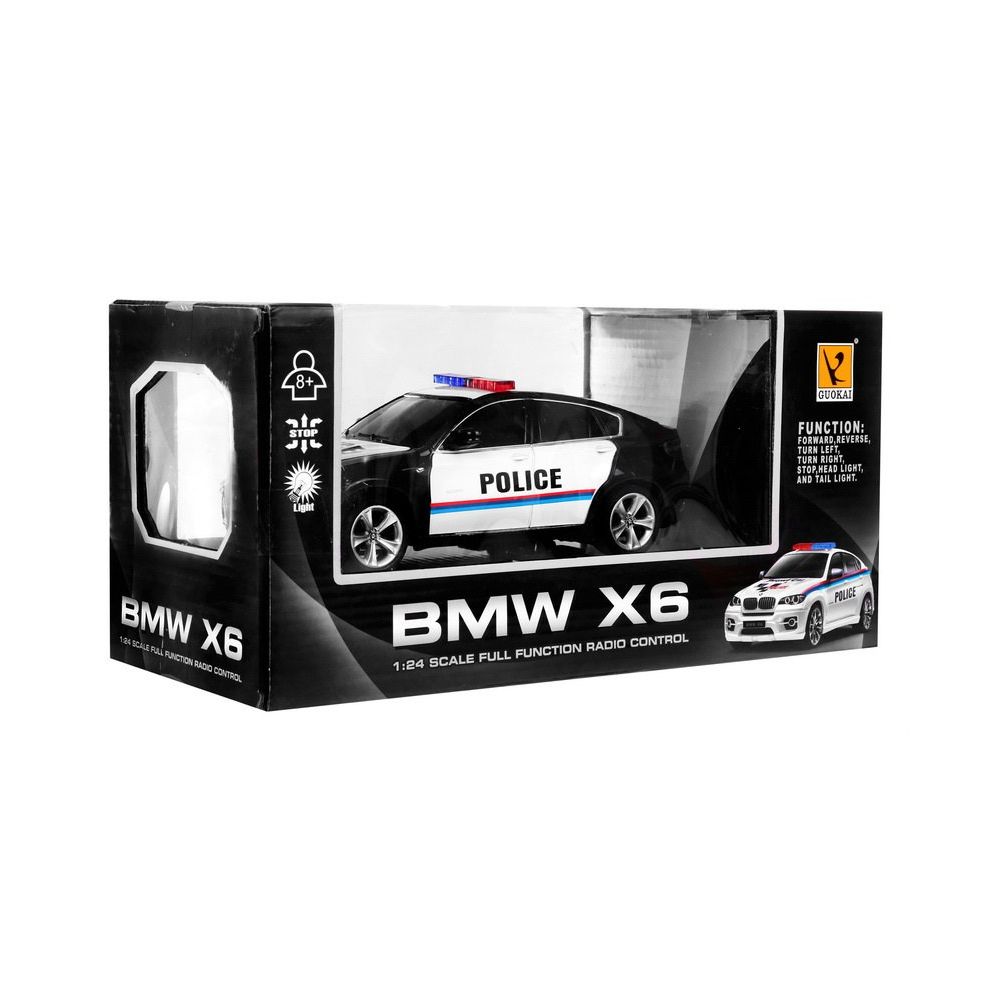 Radiowóz BMW x6 dla dzieci 8+ Zdalnie sterowana policja 1:24 Światła kogut