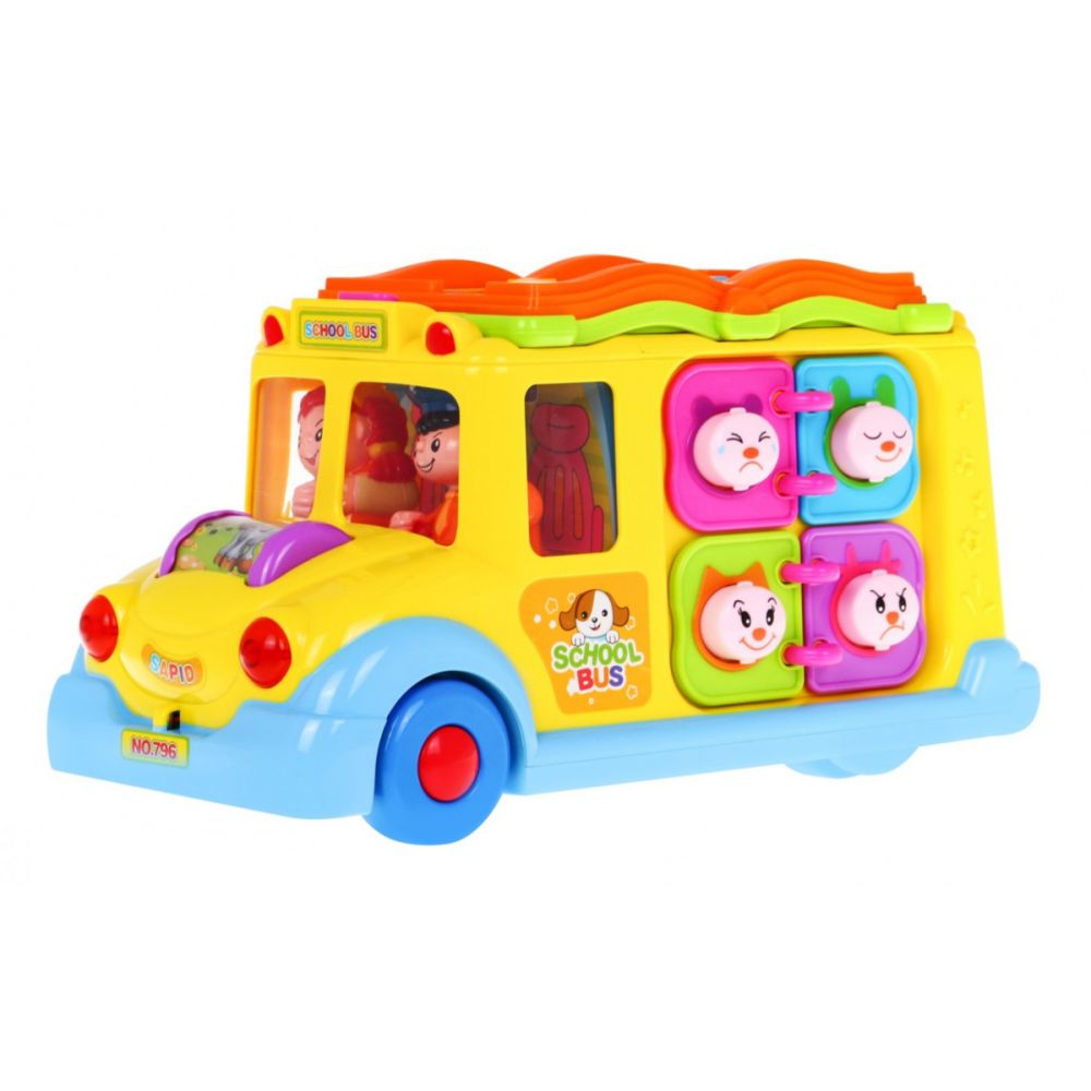 Multifunkcyjny Autobus dla dzieci 12m+ Dźwięki Światła + Ruchome elementy + Mini zabawy interaktywne
