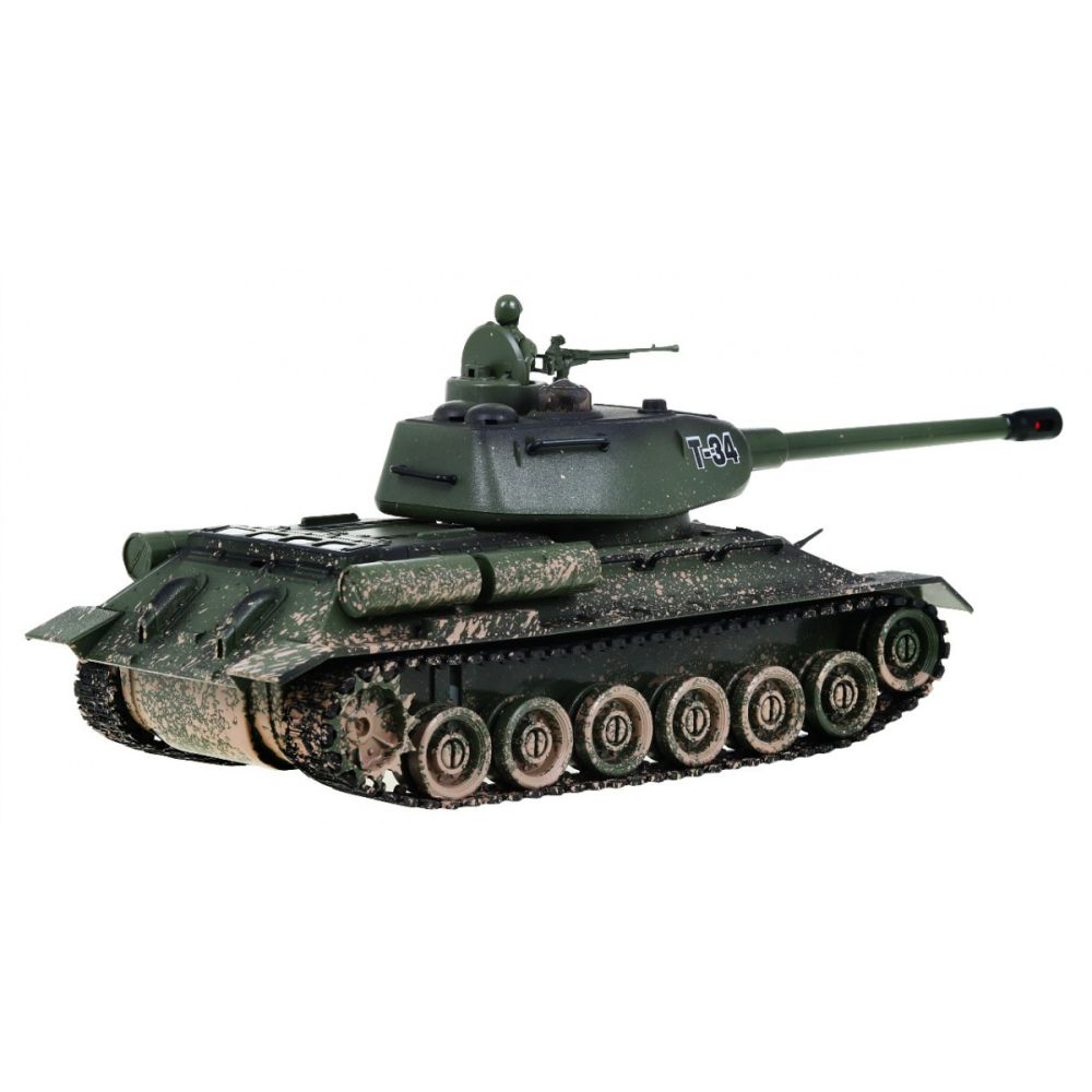 Zdalnie sterowany czołg T-34 dla dzieci 3+ Strzelający model Kamuflaż 1:28 + Wielka Bitwa Czołgów + Dźwięki Światła