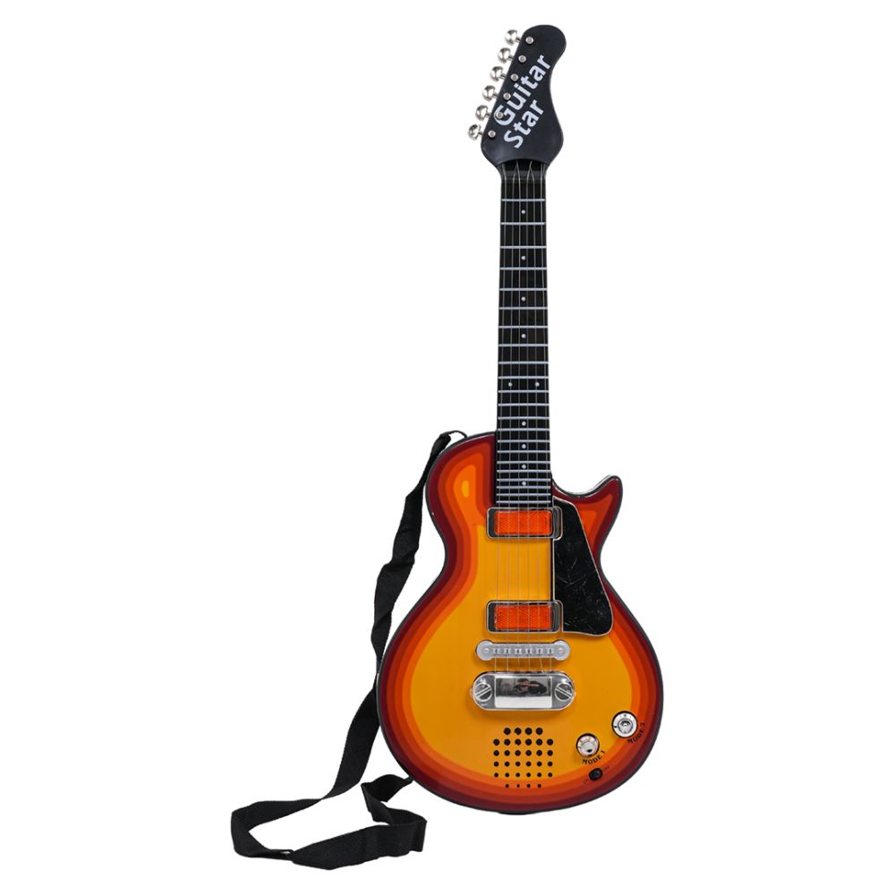Elektryczna Gitara dla dzieci 3+ czerwone drewno + Słuchawki z mikrofonem + Dźwięki Światła
