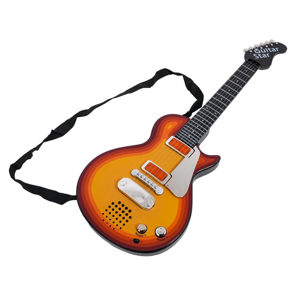 Elektryczna Gitara dla dzieci 3+ czerwone drewno + Słuchawki z mikrofonem + Dźwięki Światła