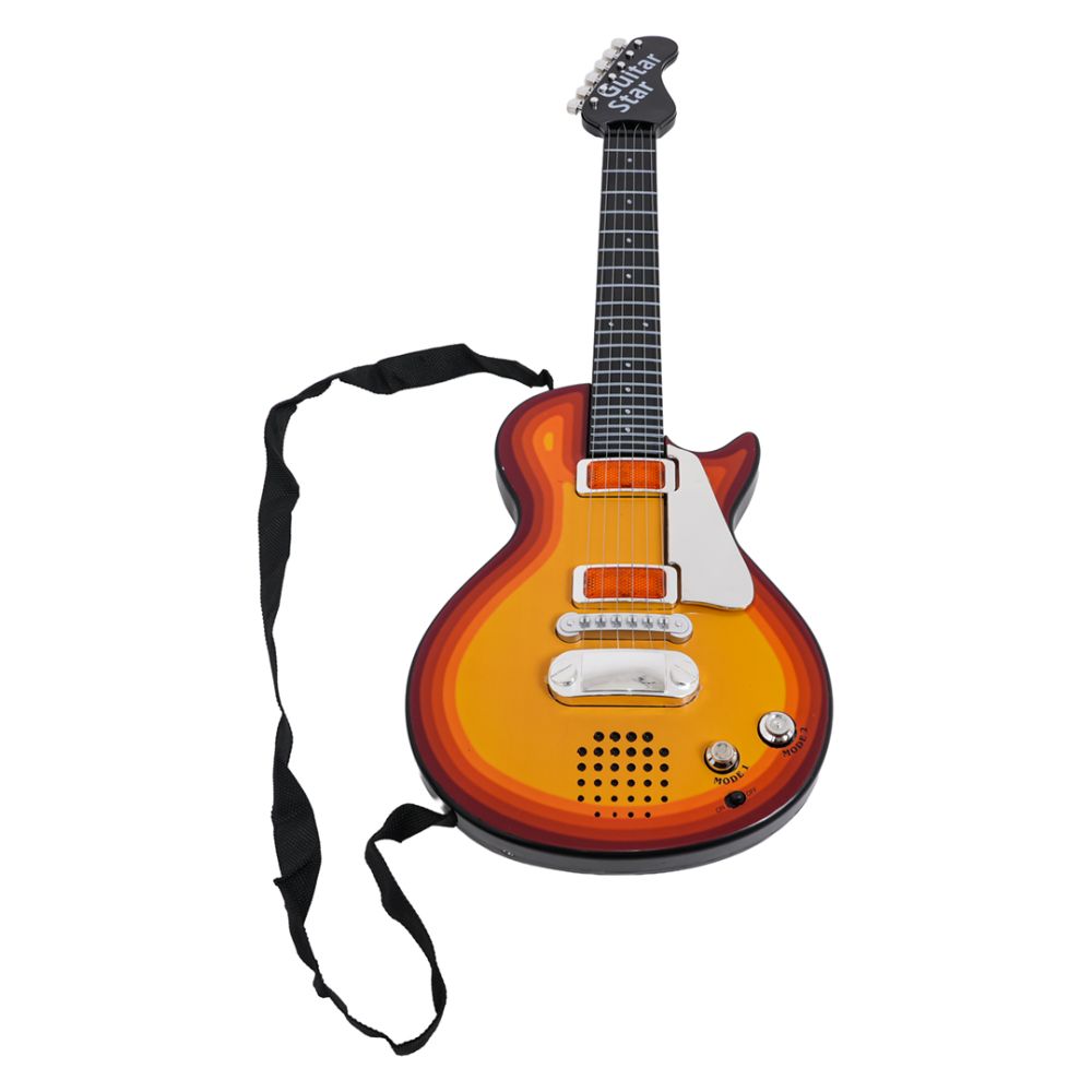 Elektryczna Gitara dla dzieci 3+ czerwone drewno + Słuchawki z mikrofonem + Dźwięki Światła
