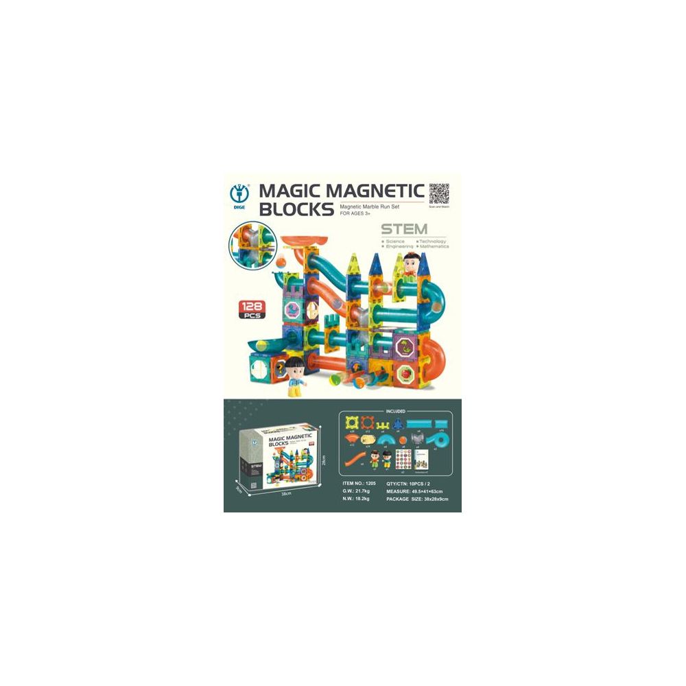 Klocki Magnetyczne Zestaw 128 elementów