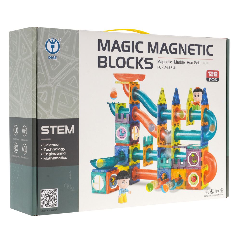 Klocki Magnetyczne Zestaw 128 elementów