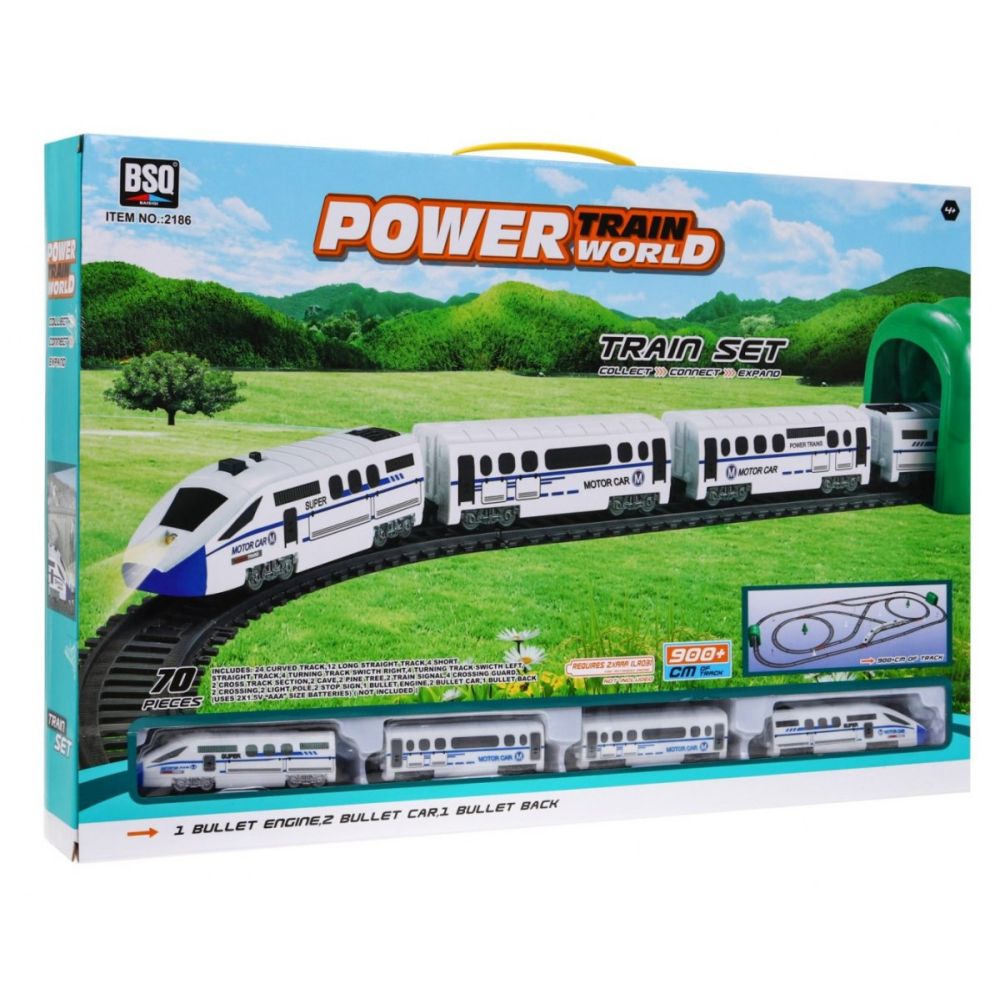 Duża Kolejka dla dzieci 4+ Pociąg z wagonami + Tor 9+ metrów 70 el.