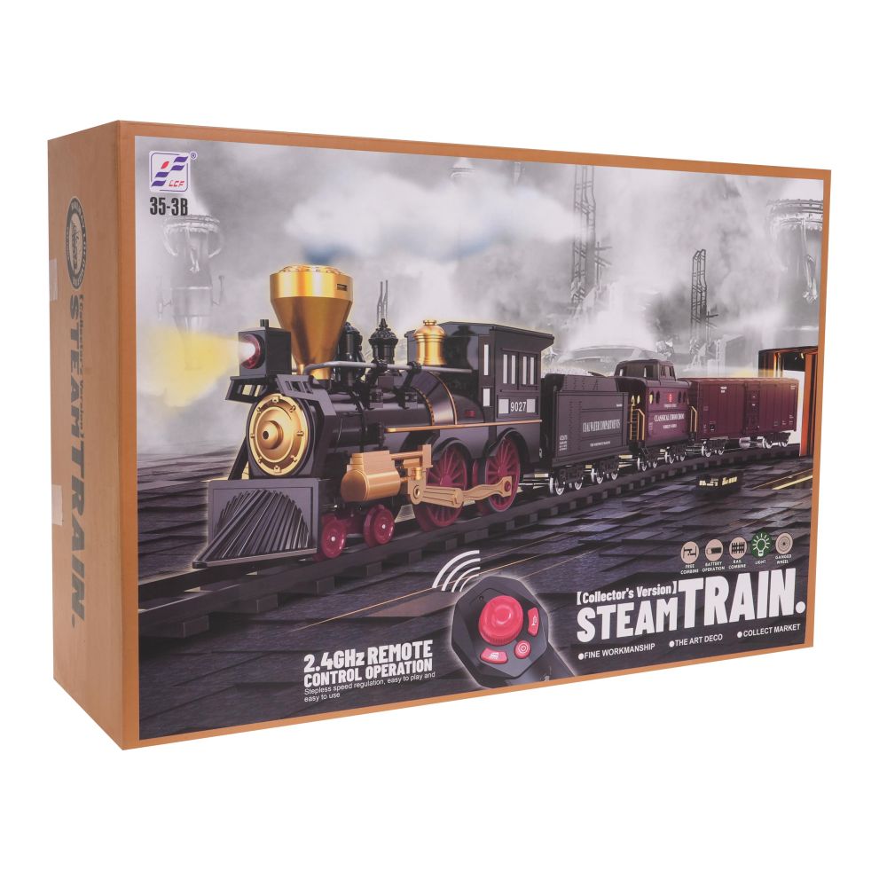 Zdalnie sterowana Kolejka Retro dla dzieci 5+ Tor 247 cm + Pilot 2,4 GHz + Dźwięki Światła + Funkcja Dymu