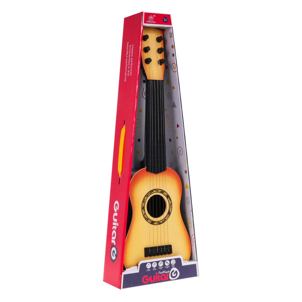 Gitara Klasyczna dla dzieci 3+ Jasny Brąz Zabawkowy Instrument + 6 Metalowych Strun