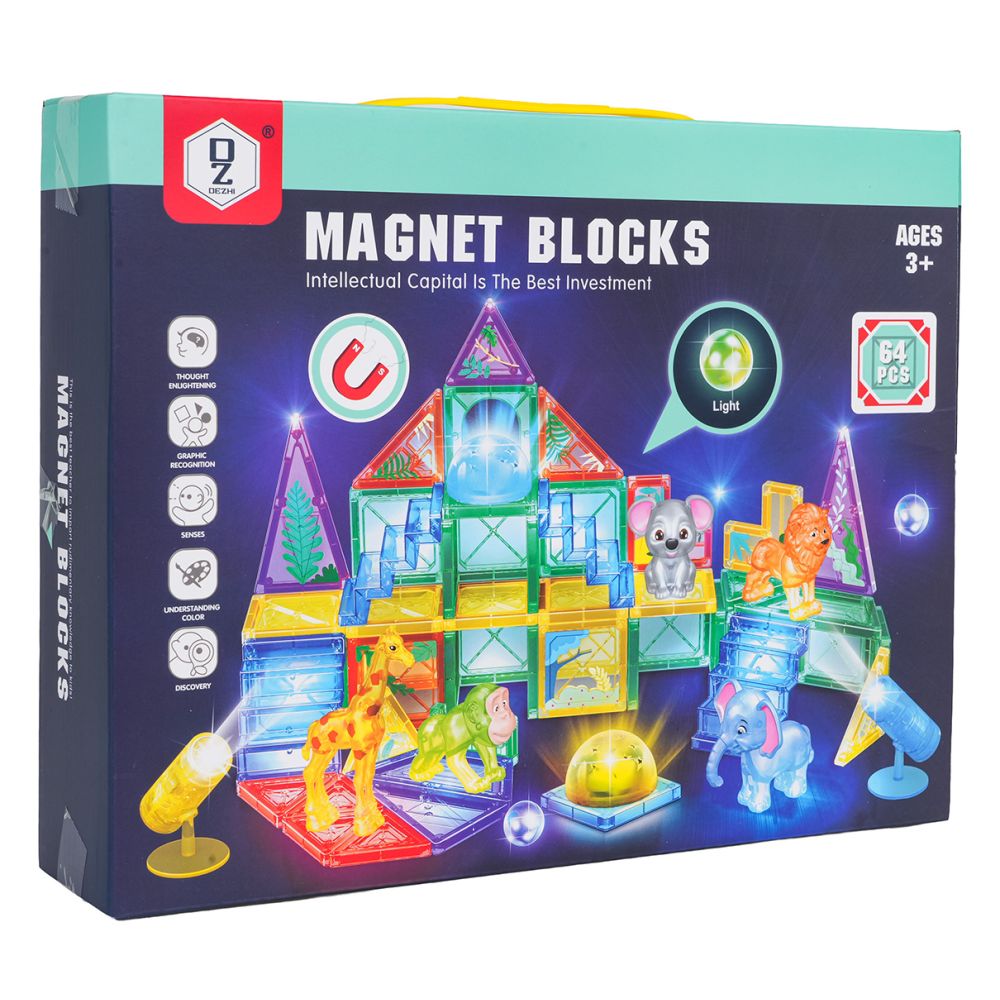 Zestaw Klocków Magnetycznych 3D ZOO 64el.