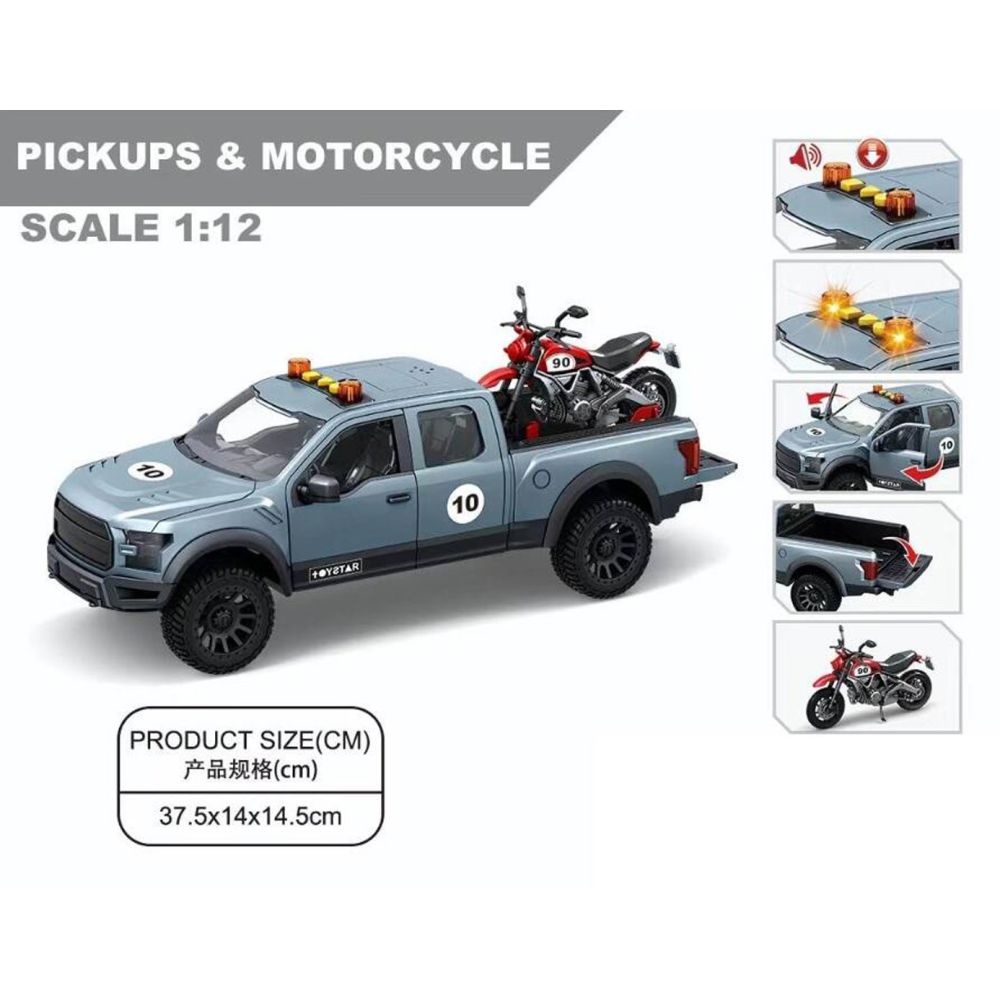 Zestaw Auto Terenowe z Funkcją Świateł i Dźwięku + Motocykl