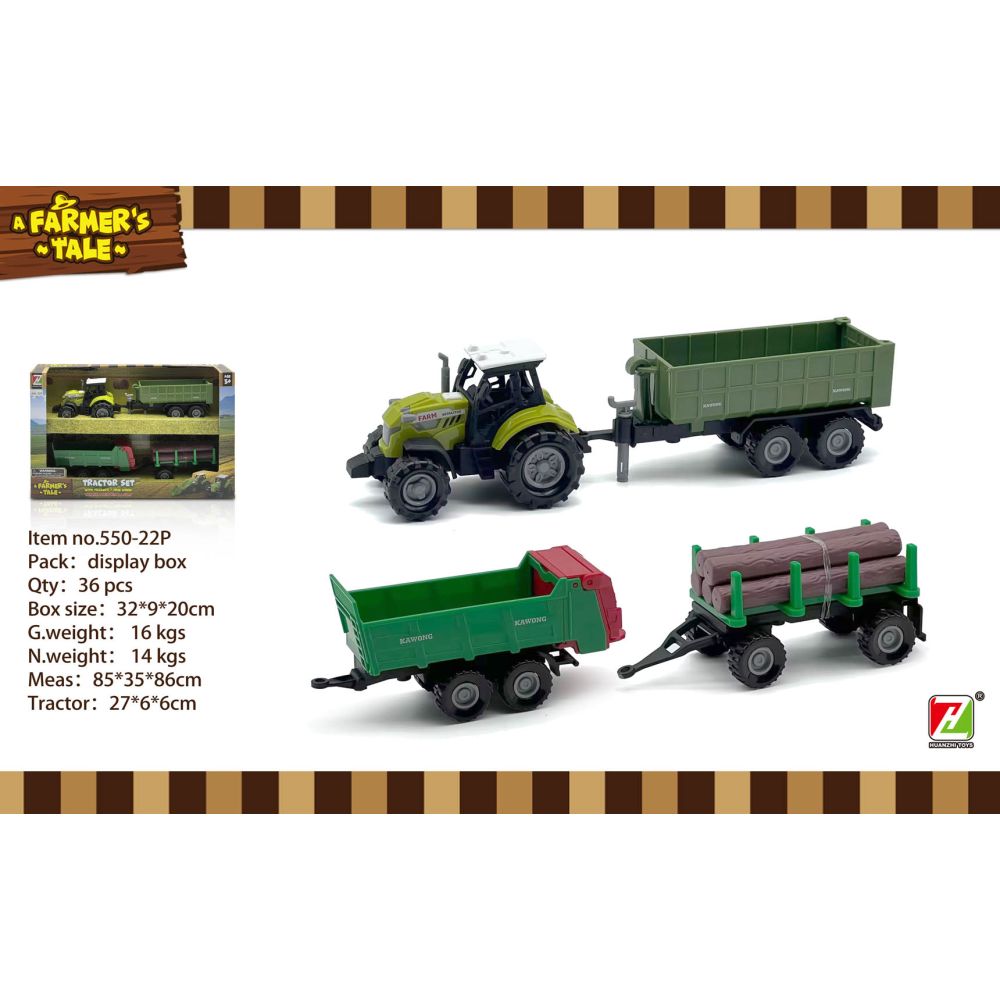 Traktor 1:48 z Funkcją Świateł i Dźwięku + Naczepy